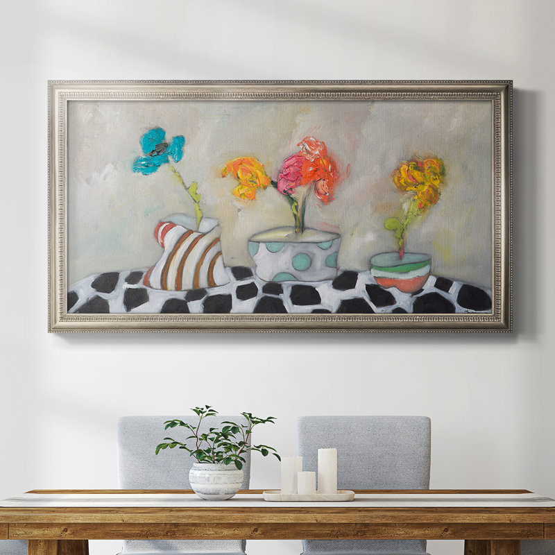 Trois amigos - peinture sur toile à cadre unique, H 25 po x l 45 po x P 1 po