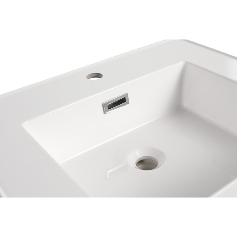 Vasque en résine pour salle de bain - Teinte chêne blanc américain, 61 cm de profondeur, 46 cm de largeur, 13 cm de hauteur, finition impeccable, poids 17,8 kg, 62,2 cm de profondeur x 46,5 cm de largeur x 13 cm de hauteur.