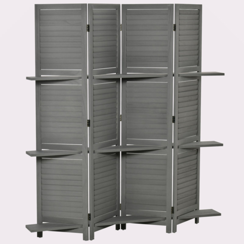 Paravent 4 panneaux HOMcom, Gris