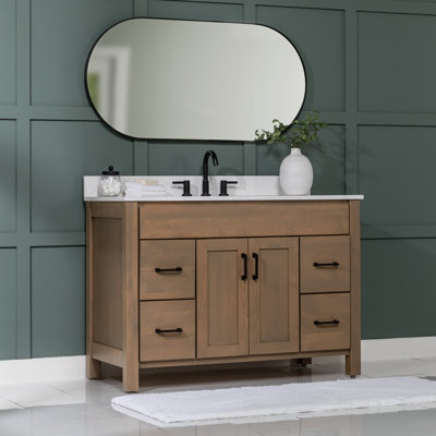 Ensemble de meuble-lavabo à simple cuve 49 "avec plateau en quartz doré Rydburgh