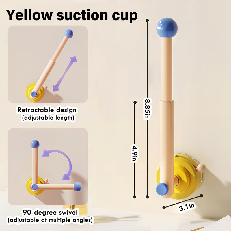 Paquet de 2 crochets à ventouse multifonctionnels, crochets muraux rotatifs extensibles sans perceuse avec support auto-adhésif pour fenêtre de carrelage de salle de bain