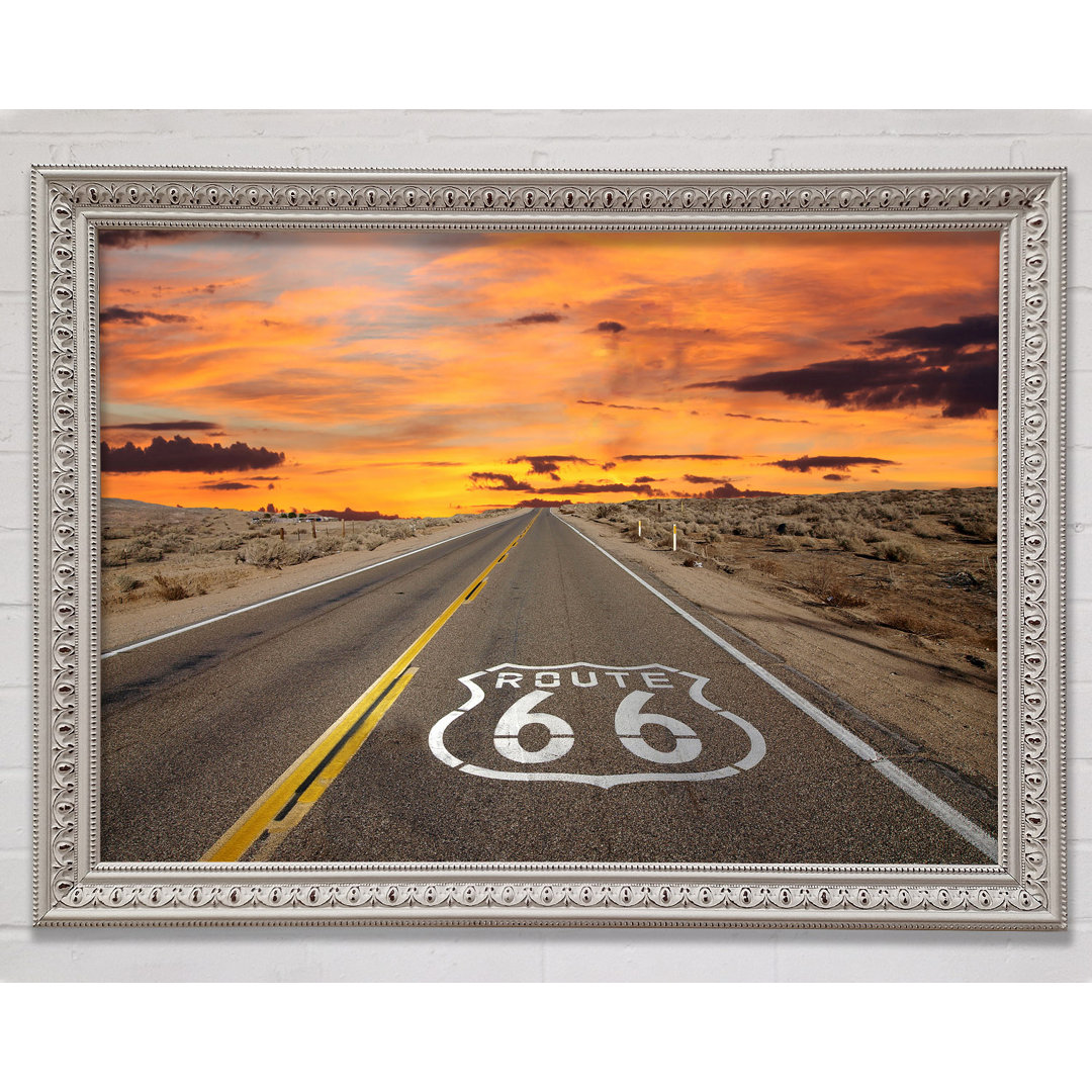 Route 66 Sonnenuntergang Gerahmter Druck