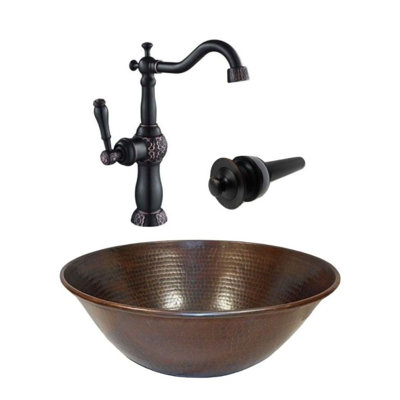Lavabo vasque rond 14 po, robinet et drain assortis inclus