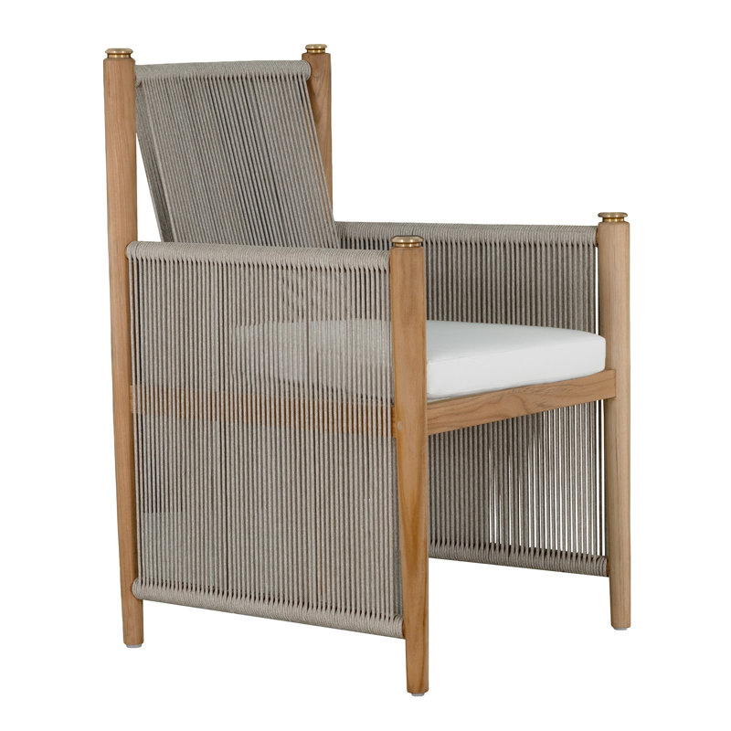 Chaise de salle à manger Pacifica Teck naturel / corde / laiton, Pas de soudure, Perigold Arigato Patina