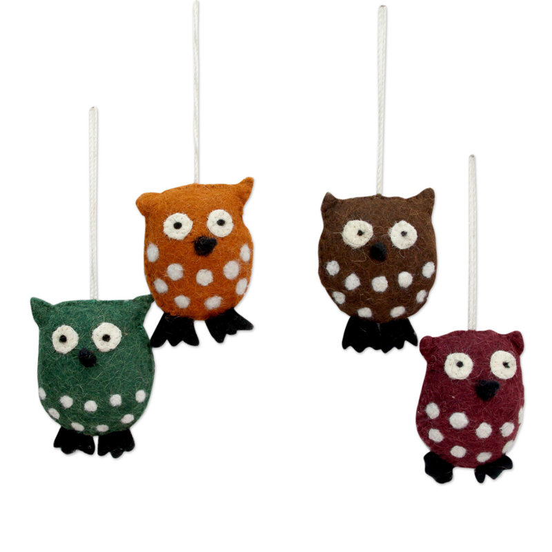 Ensemble de 4 figurines suspendues chouette