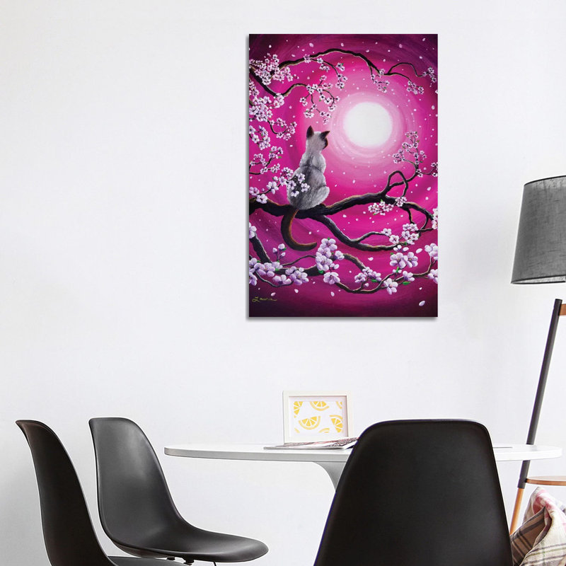 Magenta Morning Sakura by Laura Iverson - Wrapped Canvas Painting, 101.6 cm H x 66.04 cm W x 3.175 cm D