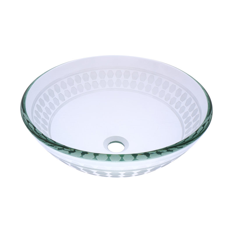 Novatto 16.5'' Clear Glass Circular Bathroom Sink, Chrome