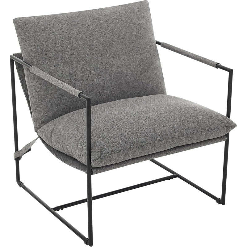 Modern Accent Armchair, Gray Linen