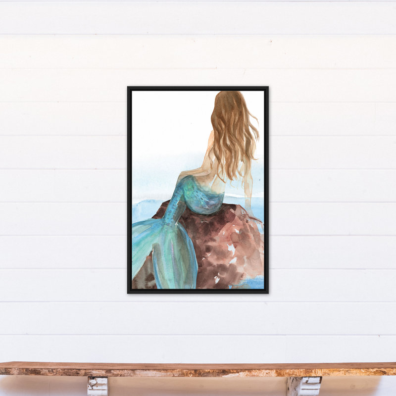 «Mermaid On A Rock», reproduction d'art sur toile, H 37,75 po x l 25,75 po x P 1,75 po