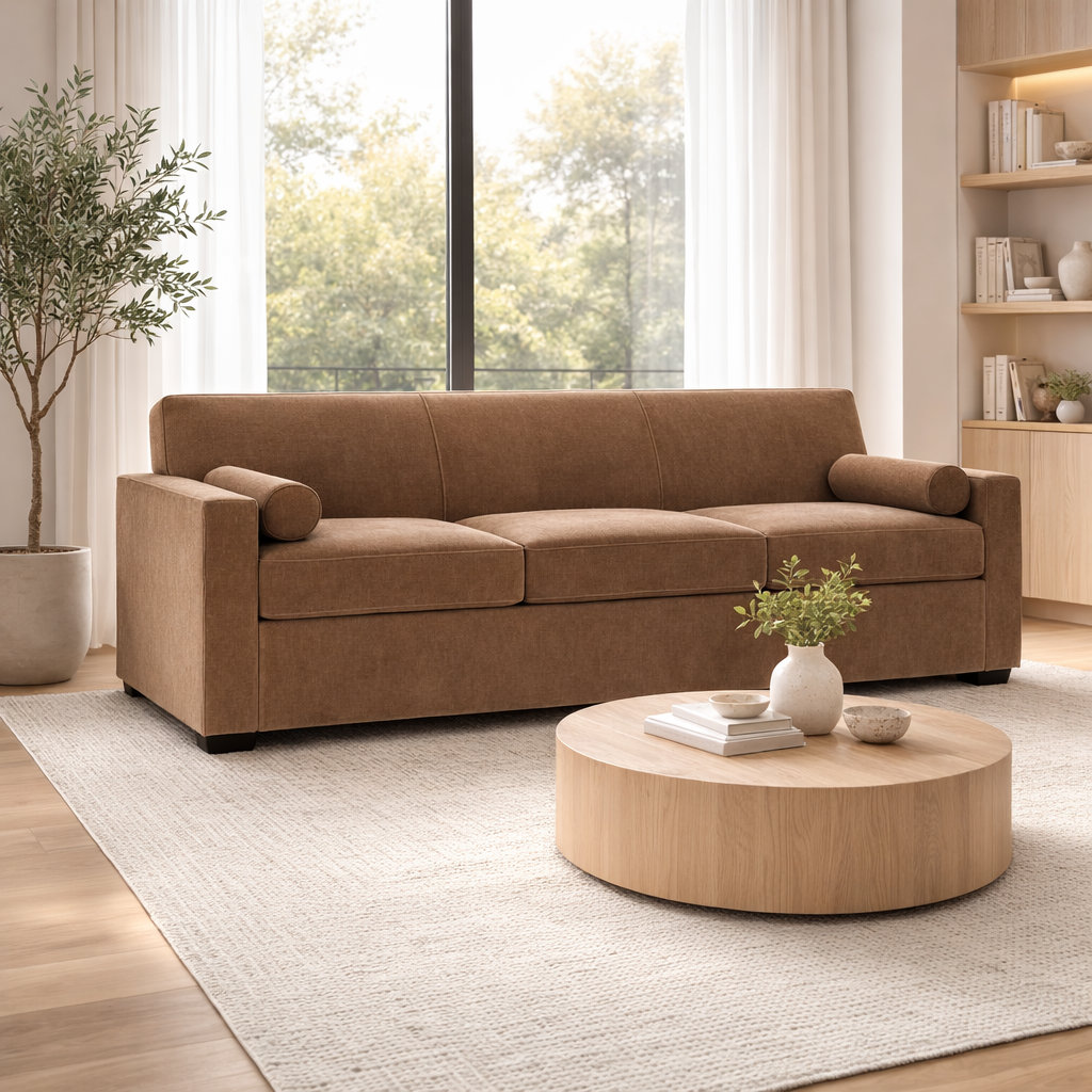 Francesca 92'' Sleeper Sofa, Andrew Cognac Performance Chenille