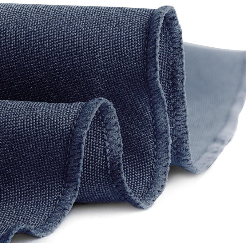 Ambee Round No Pattern Polyester Tablecloth, 132" Round, Navy Blue