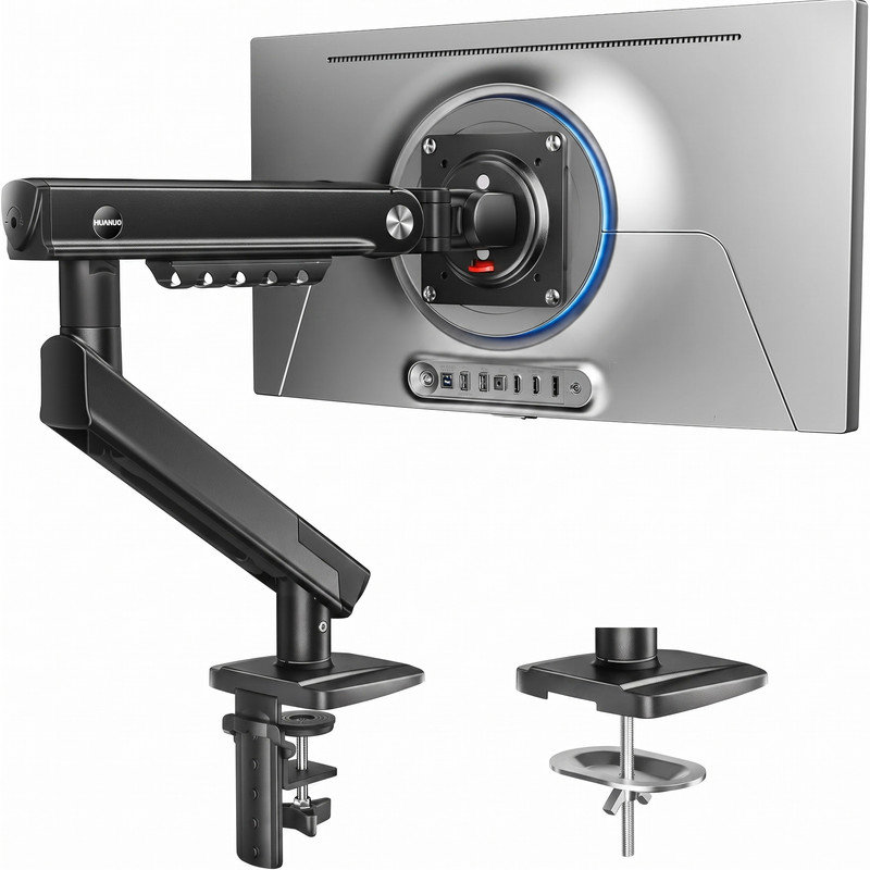 Bras de moniteur robuste et réglable en hauteur pour écrans de 13" à 32" avec plaque VESA à dégagement rapide