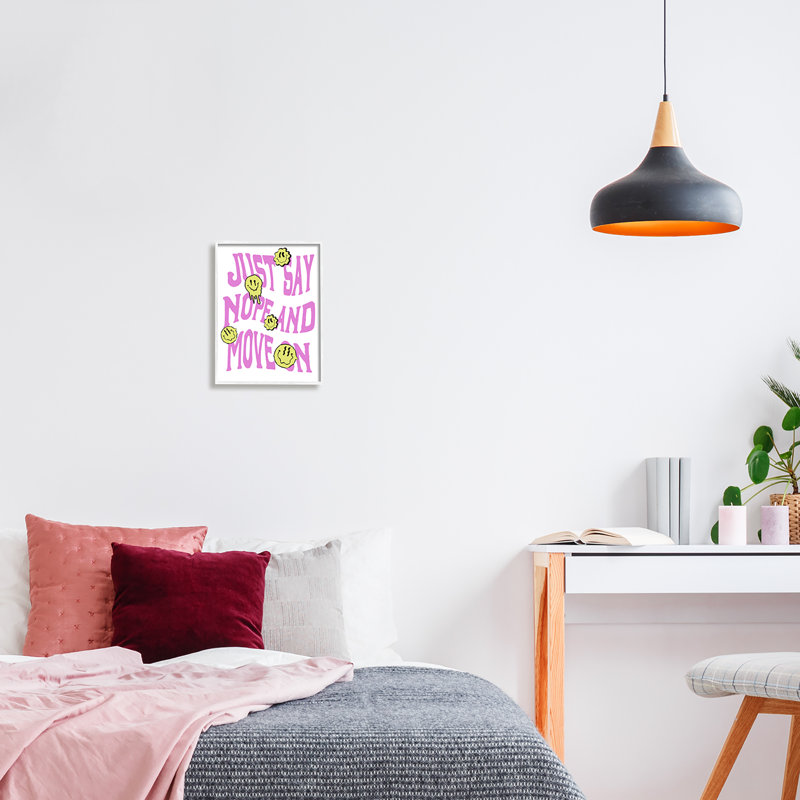 «Bb-509», encadré «Just Say Nope», phrase sur toile par LulusimonSTUDI, art textuel, Giclée encadrée blanc bord de mer