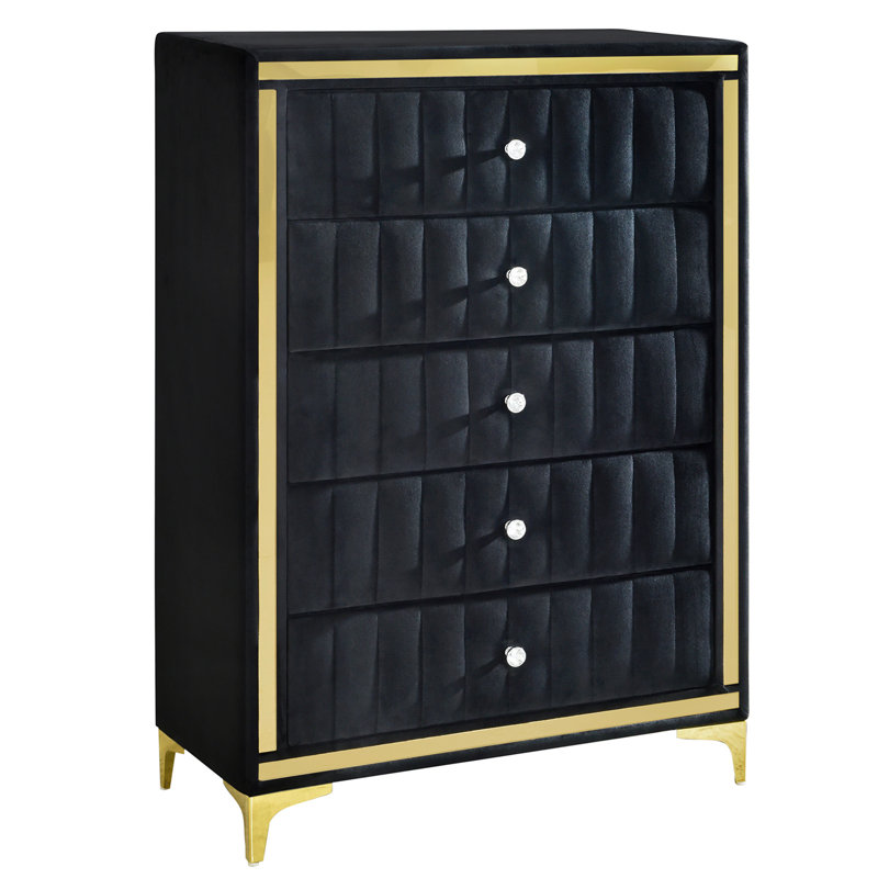 Commode 5 tiroirs Quinlin, Noir