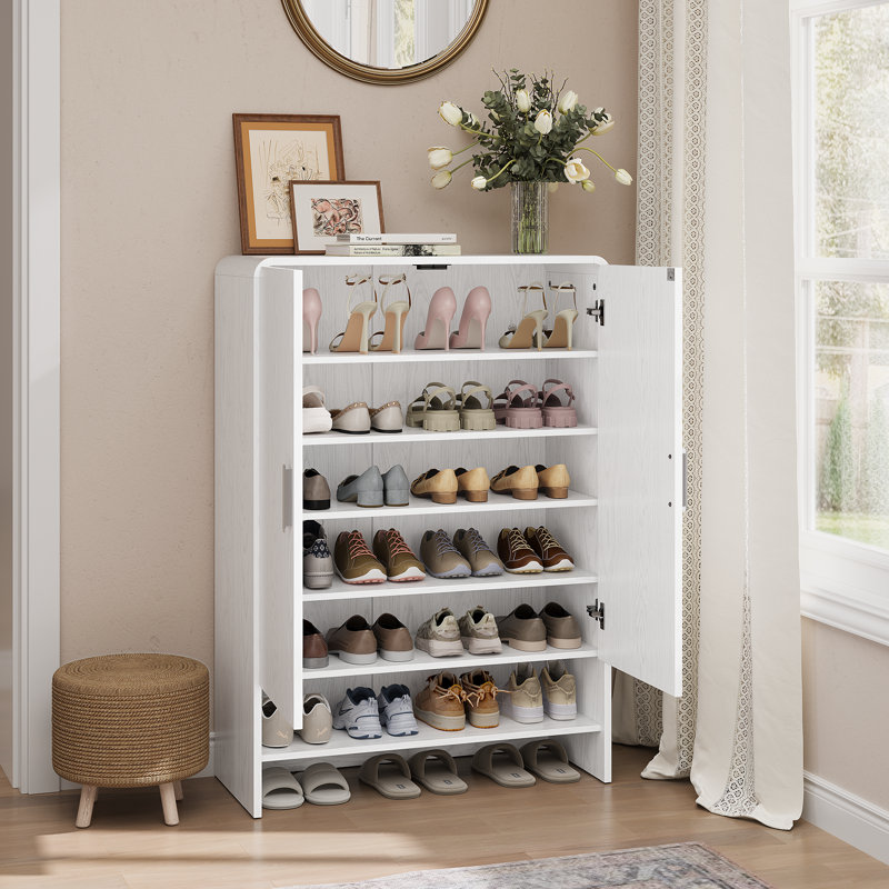 Armoire de rangement pour chaussures 24 paires avec tablettes réglables, Blanc