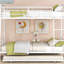 Lit superposé double au-dessus de grand lit double avec lit gigogne simple, cadre de lit-1710112721
