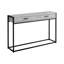 Console décorative, stratifié gris et métal noir, 2 tiroirs pour le salon de petits espaces modernes