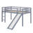 Twin Size Rubber Wood Low Loft Bed – Slide, Ladder & Safety Guardrails-135783432