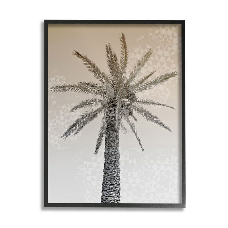 Motif géométrique de palmier sépia rétro par Daphne Polselli, impression, H 14 po x l 11 po x P 1,5 po
