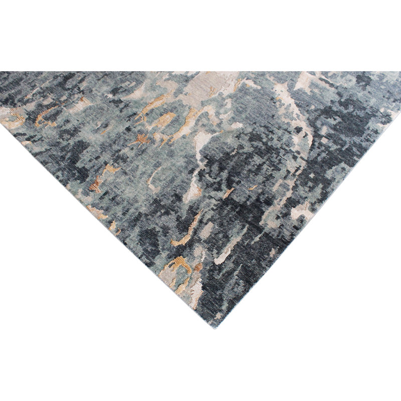 Hand Knotted Abstract Area Rug, Rectangle 10' x 14'