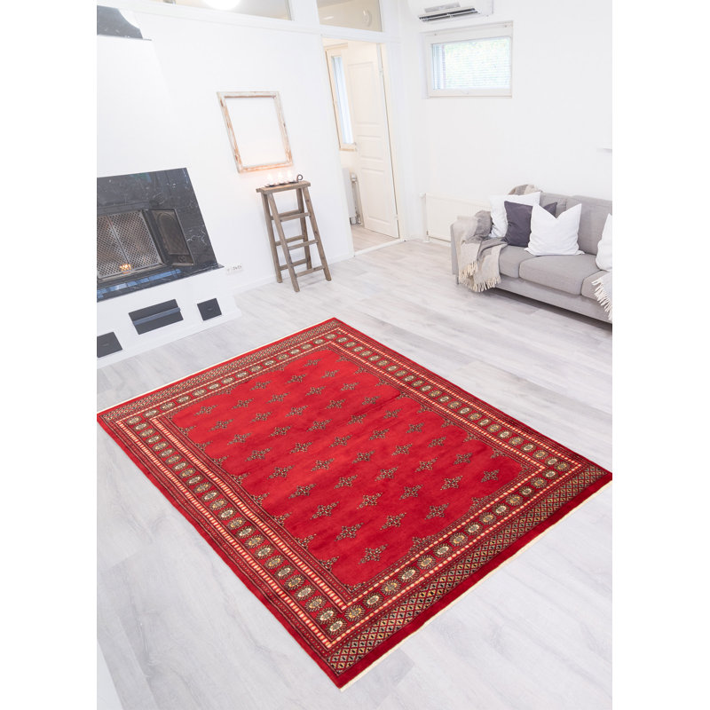 Tapis rouge 6 pi 5 po x 9 pi 1 po Finha Peshawar Bokhara