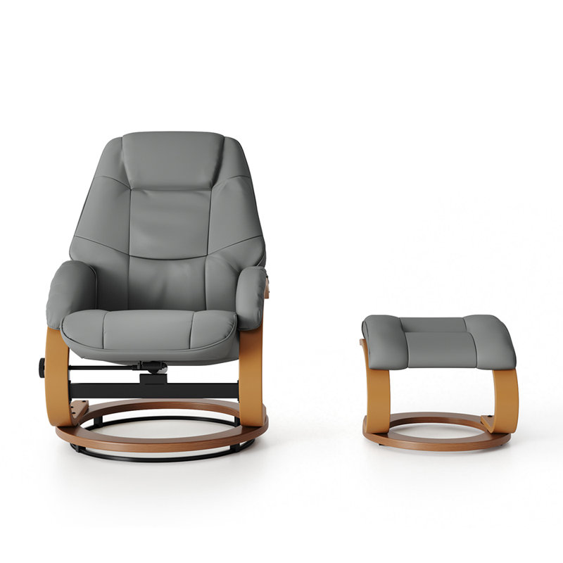 Adrienna Ergonomic Executive Office Reclining Chair with Footstool, Grey