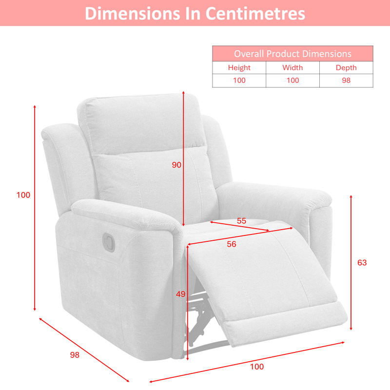 Sumana 100cm Wide Standard Recliner, Navy
