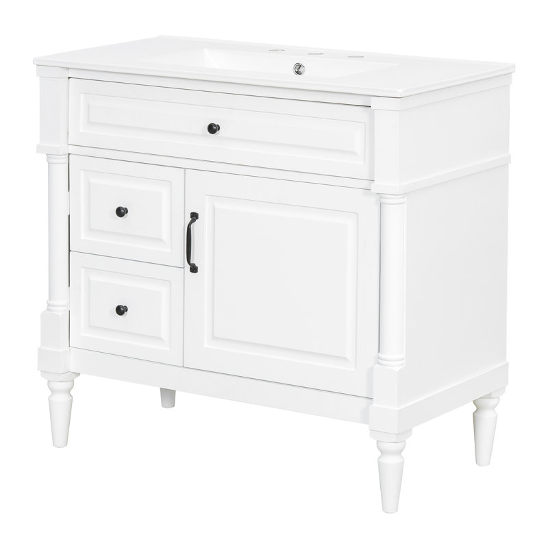36" Bathroom Vanity With Sink, White