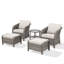 Ensemble de chaises de patio à dossier enveloppant en osier 5 pièces avec repose-pieds et table d'appoint Arcola