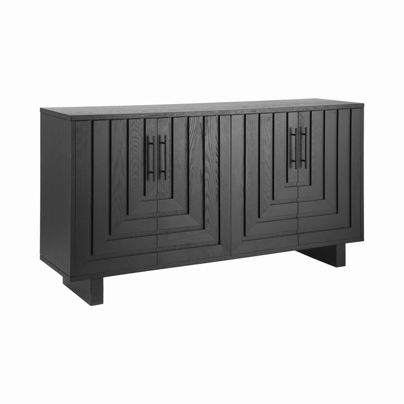 Casey 59'' Sideboard Cabinet With 4 Doors With Adjustable Shelf, Black