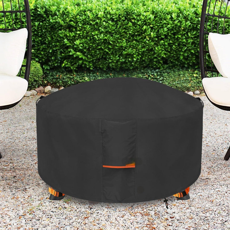 Couvre-foyer d'extérieur robuste, imperméable à 100%, résistant à 100%, rond, foyer résistant aux intempéries, rond, diamètre 36 po x H 24 po, noir