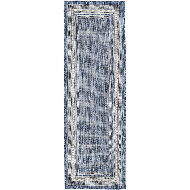 Tapis intérieur / extérieur Sevinc, Tapis de couloir 2 pi x 6 pi 1 po, Blue