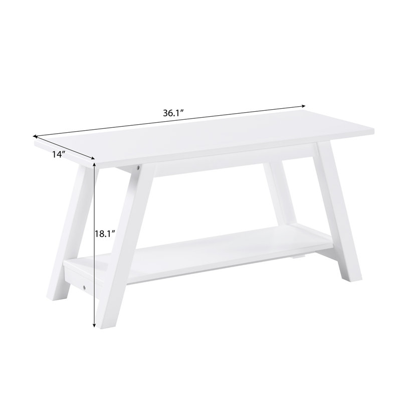 Banc en bois massif avec tablette Elyz, 36,10 po de long