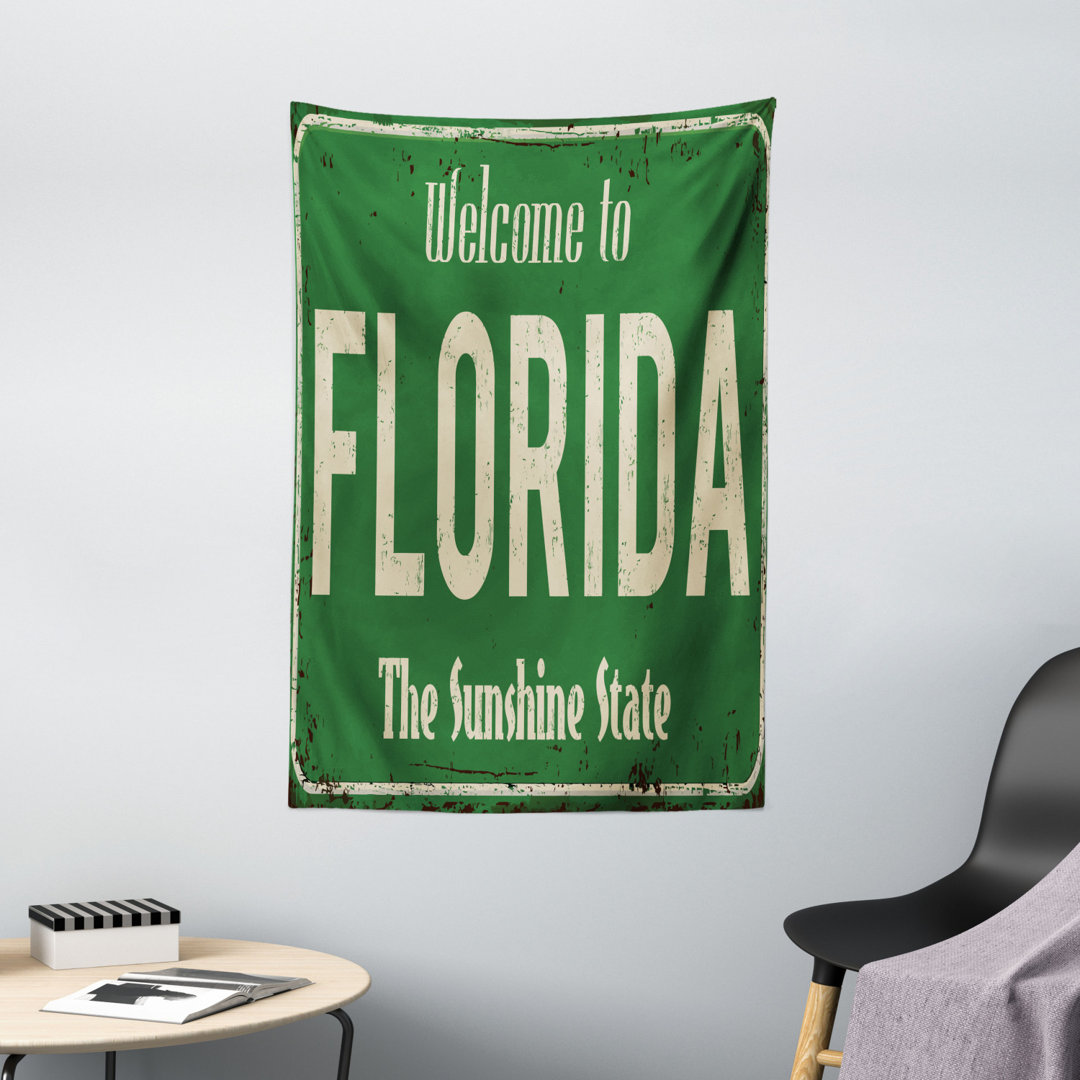 Wandbehang Willkommen in Florida Altes und rostiges Grafik-Schild Design der Sunshine State