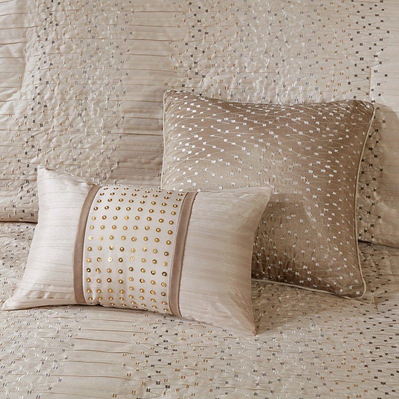 Atkins 8-Piece Embroidered Comforter Set, Cal King Comforter + 7 Additional Pieces, Natural