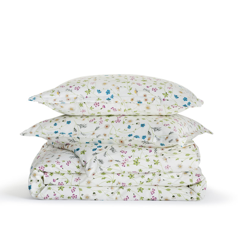 Traditional Cotton Floral Duvet Cover, King Duvet Cover + 2 King Shams