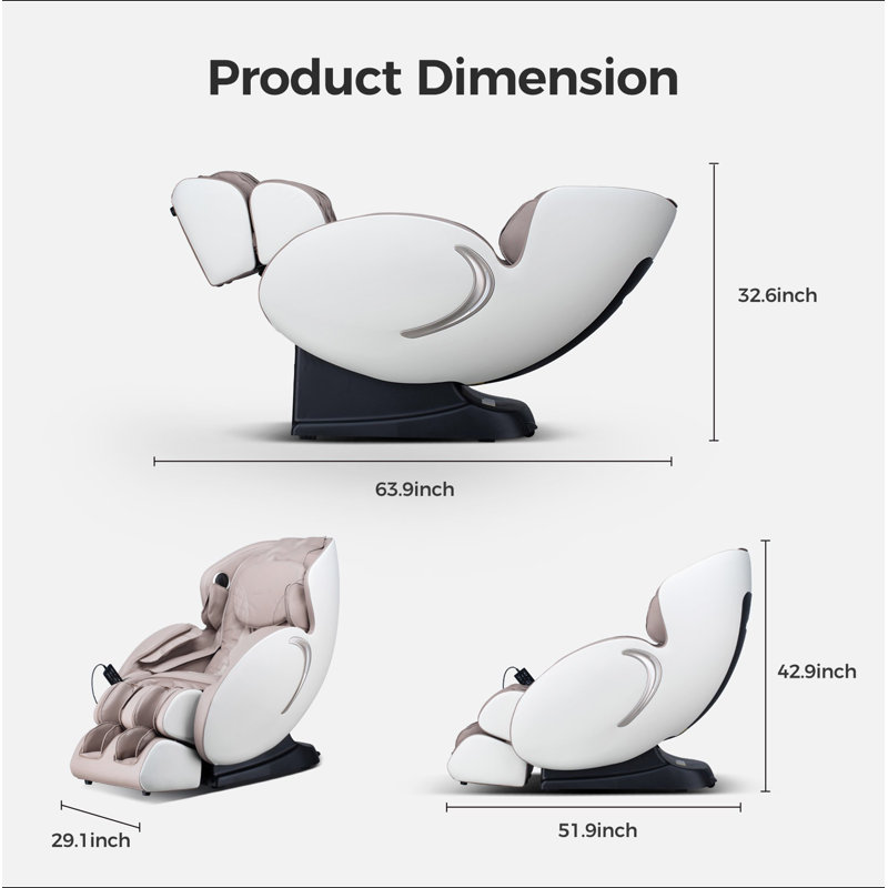 Fauteuil de massage 3D Zero Gravity, fauteuil inclinable de shiatsu complet avec application, Cuir beige