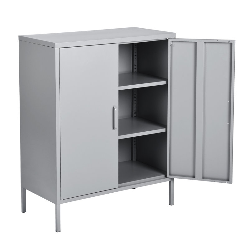 Akers 2 -Door 3 -Shelf, Grey