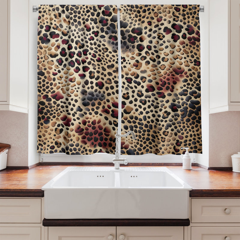 Animal Print Kitchen Curtain, 55" W x 39" L