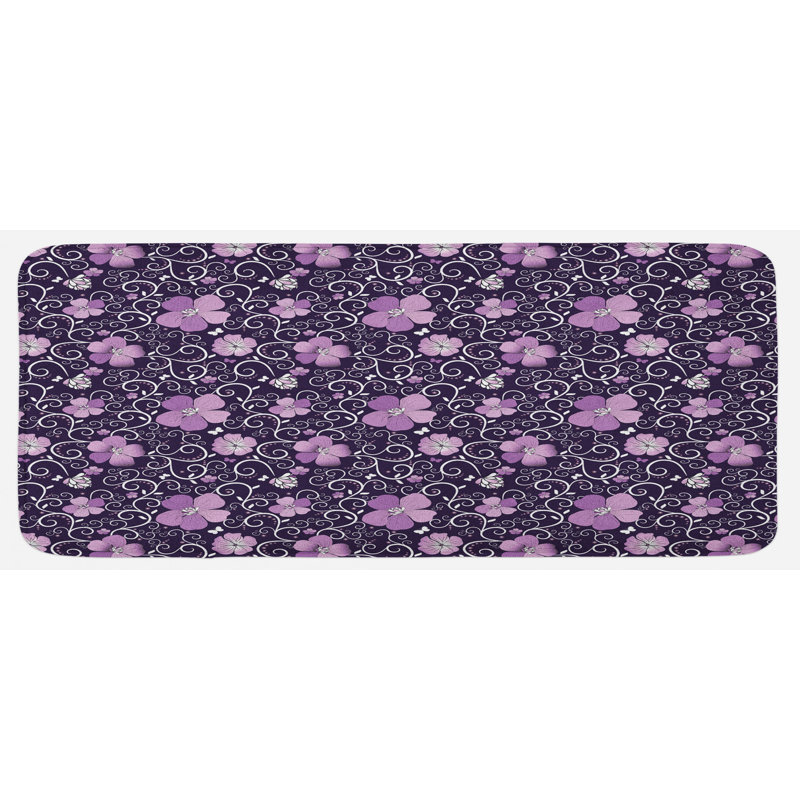 Tapis de cuisine papillon avec silhouettes de papillons et de fleurs