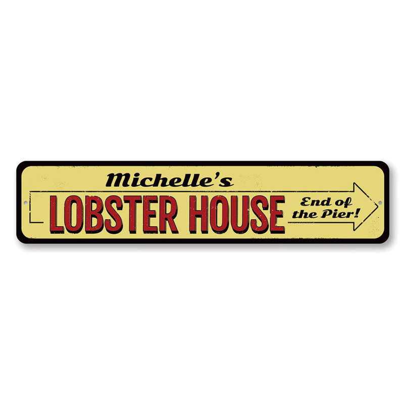 Plaque en métal «Lobster House», H 4 po x l 18 po x P 0,04 po