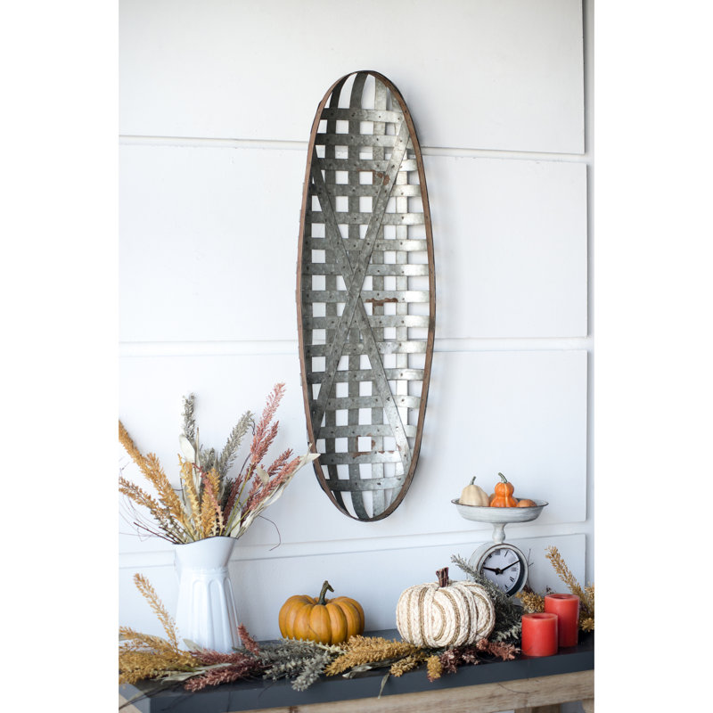 12.5"x3"x37.5" Metal Wall Decor With Vintage Touch, 100% Iron, Breathtaking Silver Eye-catching 12.4x3.1x37.4 Art, Grid , Enticing