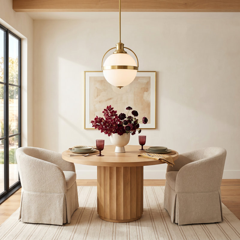 Reeves 1-Light Dimmable Globe Pendant, 11.5" H x 8.75" W x 8.75" D, Warm Brass