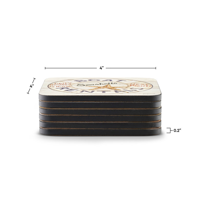 Pimpernel Coastal Signs Coasters S/6 4"X 4"