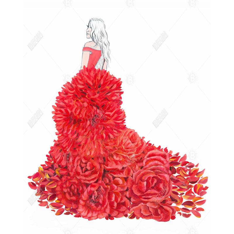«Flower Dress» sur toile, H 60 po x l 48 po