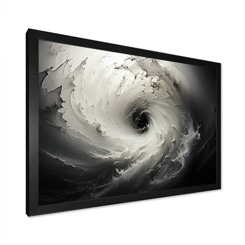 Tempête tourbillonnante grise abstraite III sur toile, H 12 po x l 20 po x P 1 po, Cadre simple noir