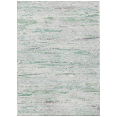 Machine Washable Indoor/Outdoor Xhevrie Aloe Rug