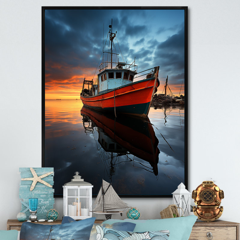 Port Port Silhouette II sur impression sur toile, H 32 po x l 24 po x P 1 po, Cadre flottant noir