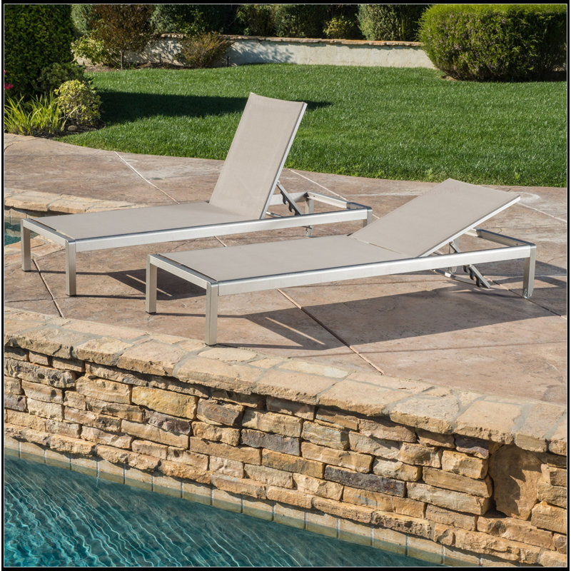 Aluminum Frame Mesh Seating Adjustable Chaise Lounge With Wheels,  For Outdoor Relaxation And Mobility., Gray