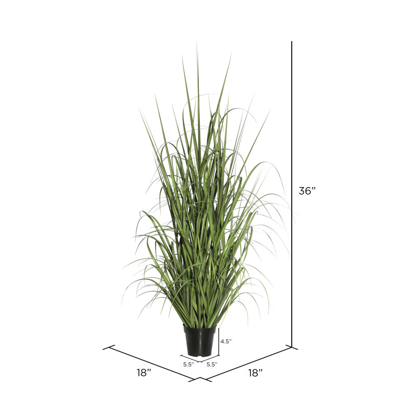 36" Green Artificial Ryegrass in Black Plastic Pot